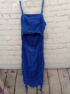 Wild Fable Blue Spagetti Strap Ruched Cut Out Bodycon Midi Dress Size XL - Picture 1 of 4