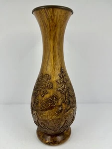 1970s West Germany Elk & Doe 11" Tall Faux Carved Wood Vase - Picture 1 of 7