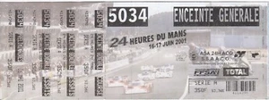 LE MANS 2001 24 HORAS HEURES ENTRADA GENERAL BOLETO PASE TALÓN AUDI R8 JOEST - Imagen 1 de 2