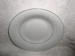 Liling China Broccato Zuppiera Cereali Blu Rosa Fiori Bianco Pergamena 8-3/4" - Foto 1 di 4