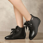 Women's Lace Up Ankle Boots Black/beige/pink Leather Round Toe Wedge Heel Shoes