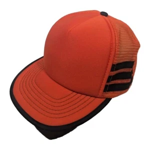 De colección Gorra de Béisbol Camionero Tres Rayas en Blanco Gorra de Malla Snapback Naranja Negra Nueva de Lote Antiguo - Imagen 1 de 5