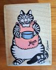 MOM CAT with Soup & Apron RUBBER STAMP by B Kliban Rubber Stampede 1.5” x 2.25”