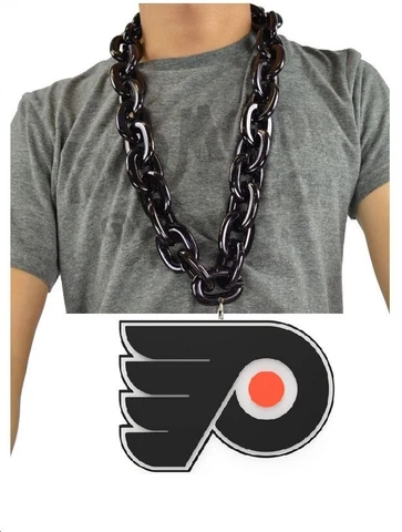 New NHL PHILADELPHIA FLYERS BIG Fan Chain BLACK Necklace 3D Foam Cover