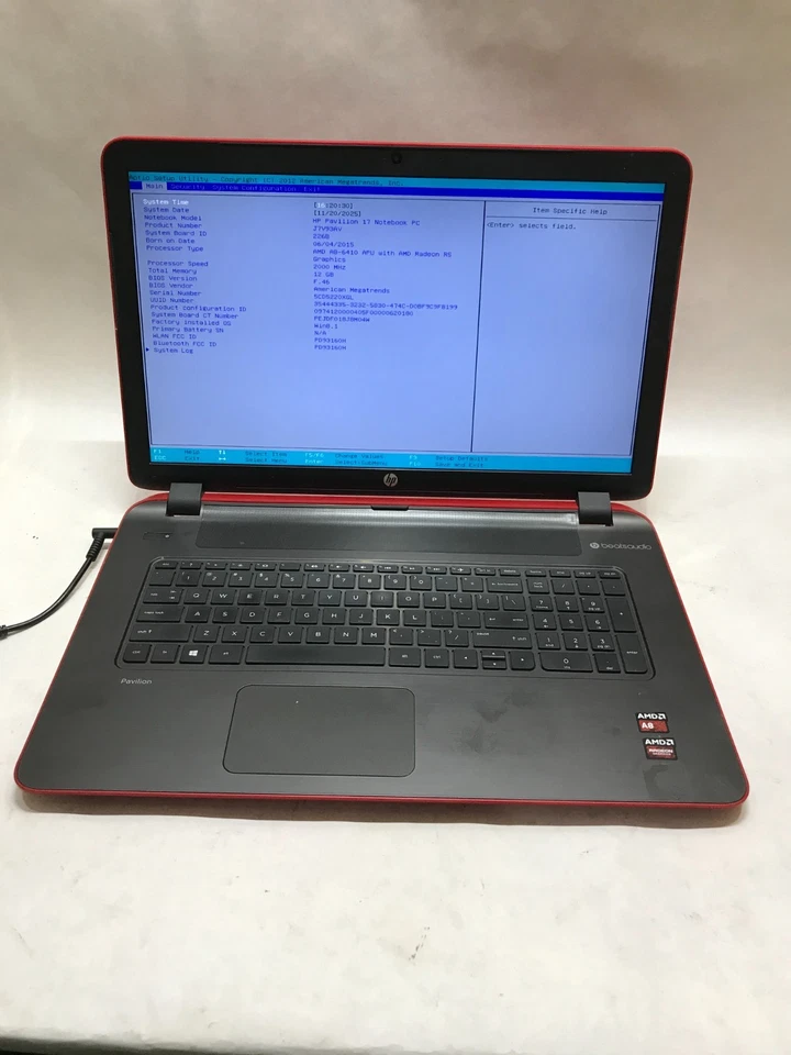 HP 17z-f200 17" AMD A8-6410 12GB RAM 500GB SSD ¡SIN SISTEMA OPERATIVO Faltan botas de batería! - DW Foto 1 de 4