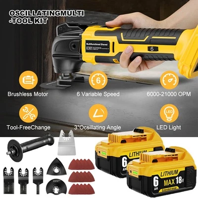 Cordless Oscillating Multi Tool 6 SPEED Trimmer Saw Sander Set For DeWalt 18V XR - Image 1 of 4
