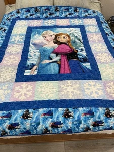 Disney Frozen Quilt Throw Comforter Elsa Anna Olaf Princess Reversible 69"x64" - Picture 1 of 6