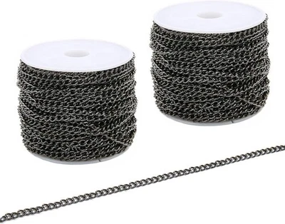 60 Feets /20 Yards Metal Black Link Chains, Iron Bulk Curb Chain for DIY Craft - image 1 of 4