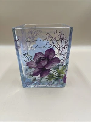 "Florero cuadrado floral colibrí madre es el latido del corazón escritura tributo 4"" x 4,75""" Foto 1 de 4