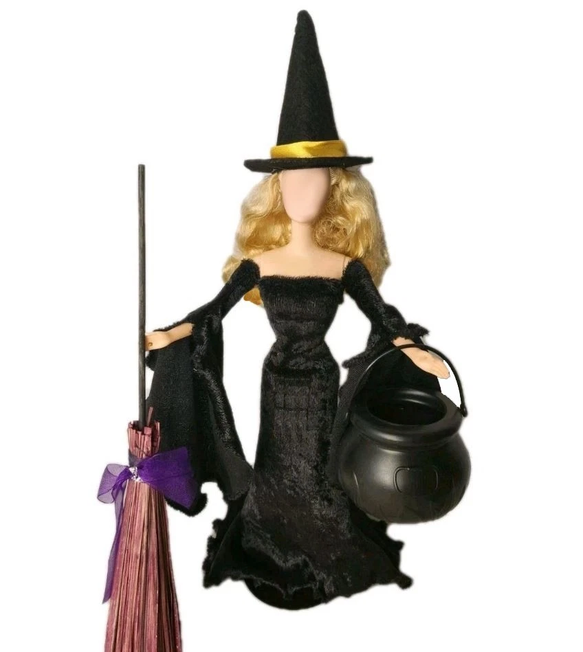 Halloween Witch Costume Black Medieval Dress For 11.5" Fashion Dolls 1:6 NO DOLL - Image 1 of 1