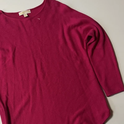 Michael Kors Azalea 针织束腰毛衣 L 码亮洋红色 Dolman 船领上衣 — 第 1/4 张图片