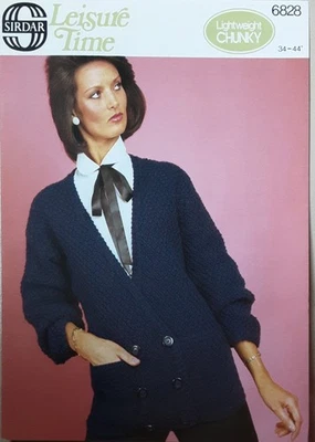 Original Sirdar Lightweight Chunky Ladies Jacket 34"-44" Knitting Pattern 6828 - Image 1 of 2