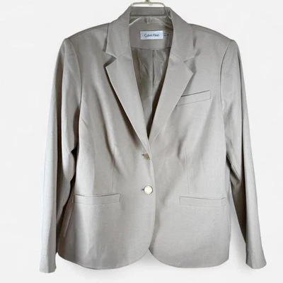 Blazer Calvin Klein Beige 18W Talla Grande Almohadillas para el Hombro Sirena de Oficina Foto 1 de 4