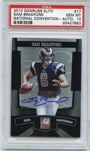 POP 1 SAM BRADFORD 2010 Elite National PSA 10 RC AUTO Jersey # 8/25 Vikings 1/1 - Picture 1 of 2