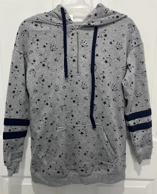 Женская толстовка с капюшоном толстовка серый луна и звезды карман шнурок маленький - Изображение 1 из 4