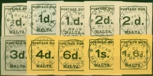 Malta 1925 Postage Due Set of 10 SGD1-D10 V.F.U - Picture 1 of 1