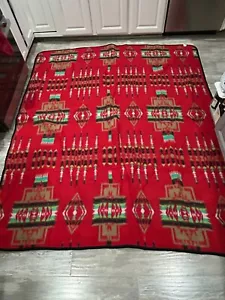 ARAPAHOE Coperta Lana Reversibile Azteca Sud-Occidentale Tribale Spread 68” x 83” MEX - Foto 1 di 8
