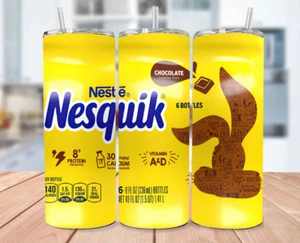 Nesquik Milk Chocolate Stainless Steel Tumbler & Metal Straw - 20 oz - Picture 1 of 4
