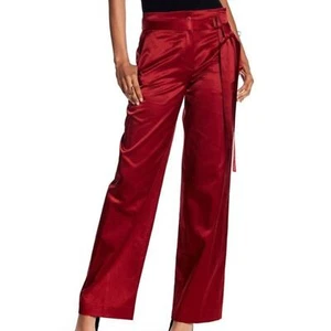 Helmut Lang Red Satin Paperbag Trousers - Picture 1 of 9