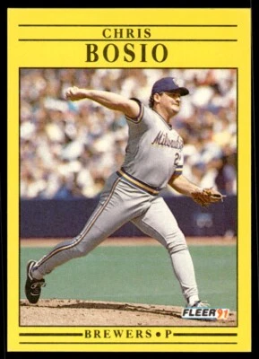 1991 Fleer Baseball Card Chris Bosio Milwaukee Brewers #576 - Image 1 of 2