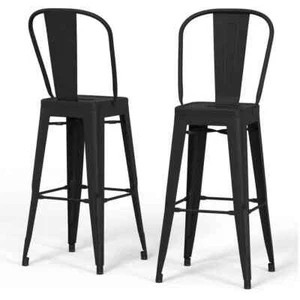 Fletcher Industrial Metal 24 in. Metal Counter Height Stool (Set of 2) in Black - Picture 1 of 8