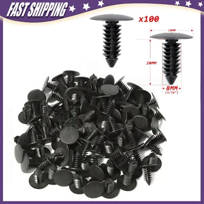 100x 8mm Clips de parachoques Auto Coche Agujero Plástico Remaches Sujetador Guardabarros Pin NUEVO Foto 1 de 4