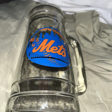 VINTAGE  New York Mets Glass Beer Mug Stein NY METS MLB BASEBALL Cover
