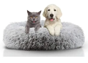 AKADO Dog Cat Bed Removable Cover Warm Soft Calming Donut Pet Pillow - Picture 1 of 6