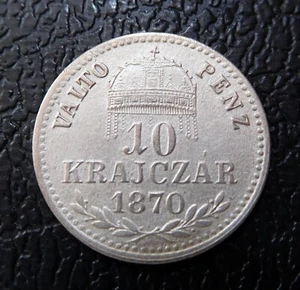 HUNGARY / SILVER 10 KREUZER / VP - 1870 K-B - Picture 1 of 2