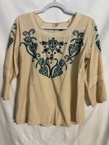 Sacred Threads Boho Cream Hippie Boho Blouse Women’s Size XL - Picture 1 of 4