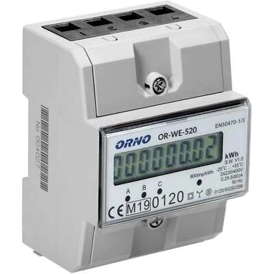 Orno OR-WE-520 LCD Contatore digitale trifase con MID 2024, 3 fasi - Immagine 1 di 2