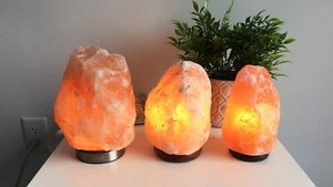 Natural Himalayan Salt Lamp Bulb & UK Plug 100% Authentic Crystal Rock Pink Grey - Picture 1 of 17