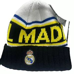 Sport Real Madrid Fußball Strick Beanie Gelb Schwarz Unisex Mütze Neu mit Etikett Original - Bild 1 von 10
