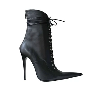 BOTAS BOTINES GIOHEL CUSTOM ITALY PUNTERA SUPER PUNTIAGUDA CUERO NAPA NEGRAS 34 A 41 - Imagen 1 de 5