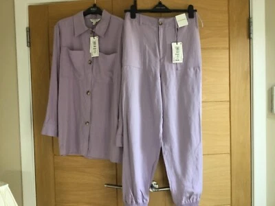 Marks & Spencer Autograph Lilac Shacket & Joggers Size 10 Tencel Rich NEW. - Image 1 of 4