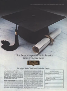 Johnnie Walker 1984: el sombrero más caro de Estados Unidos anuncio impreso vintage - Imagen 1 de 1