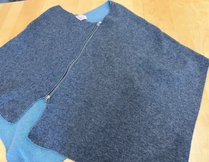 NARDI & TAGLIAFERRI WOOL BLEND CAPE GREY BLUE ASSYMETICAL ZIP WOMENS SZ OSFA - Picture 1 of 7
