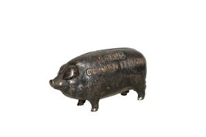 CAST IRON "I MADE CHICAGO FAMOUS" STILL BANK MADE BY J.M. HARPER - Picture 1 of 4