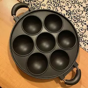 7-hole Non-stick Cast Iron Omelette Pan - Cooking Pot for Breakfast & Eggs - Picture 1 of 24
