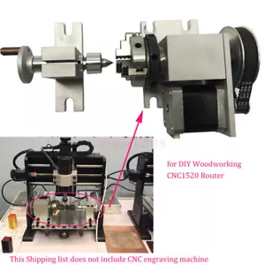 A-axis, 4th-axis,Rotary Axis, 50mm 3-Jaw Chuck &Tailstock CNC Rotational Router - Picture 1 of 17