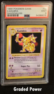 Pokemon Base Set Unlimited Shadowless Kadabra SHADOWLESS PSA 9 (9015) #32  - Picture 1 of 2