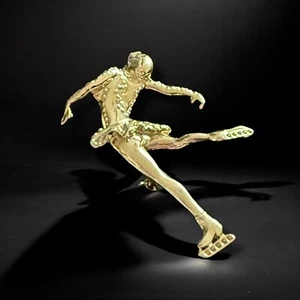 Eiskunstläufer Brosche Gold AJC 60er Vintage Mid Century Balletcore Anstecknadel - Bild 1 von 8