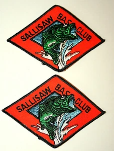 2 Vintage Sallisaw Oklahoma Barsch Fischer Mitglied Angeln Kapitel Club Aufnäher mt - Bild 1 von 1