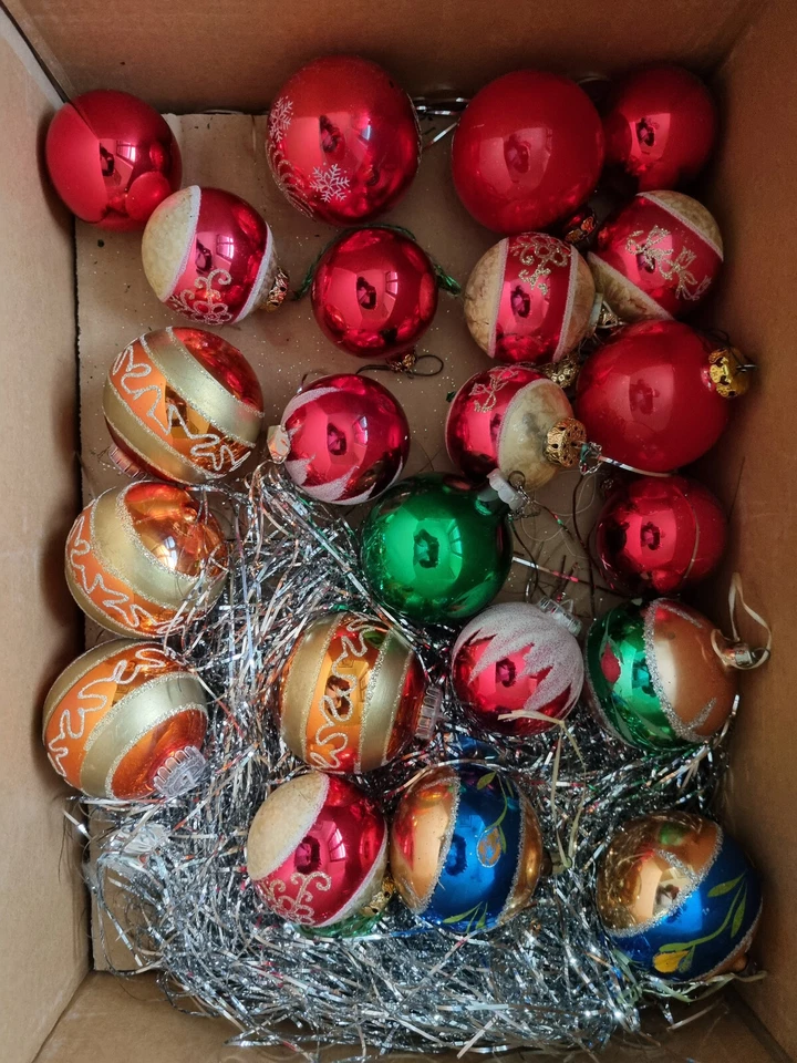 Christbaumschmuck 22 bunte Weihnachtskugeln Glas Vintage weihnachtkugeln alt - Bild 1 von 1