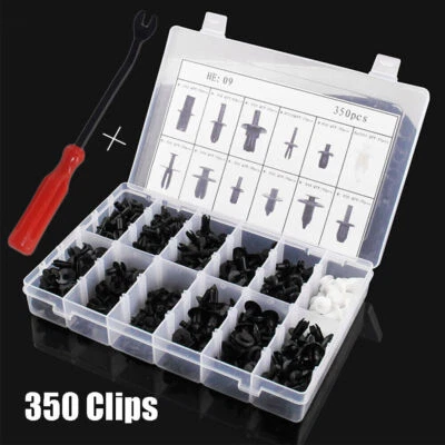350x Clips Car Body Nylon Push Pin Rivet Trim Fastener Screwdriver Remover Kits - Image 1 of 4