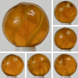 Handmade Gooseberry Marble, Amber Glass, 11/16 in, NM, Buffed, Germany, S1403 - Picture 1 of 7