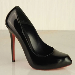ALEXANDER MCQUEEN McQ Heart Toe Black Patent Stiletto High Heels Courts UK5 EU38 - Picture 1 of 19
