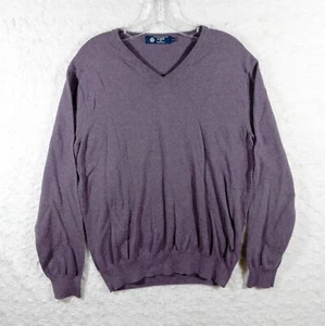 J Crew Sweater Mens Medium Cashmere Blend Purple V Neck Pullover Preppy Knit - Picture 1 of 6