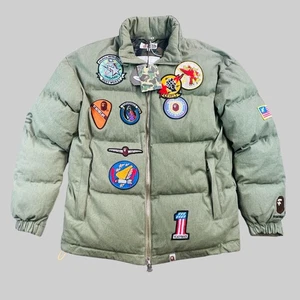 Chaqueta de Plumón Rara A Bathing Ape Readymade Para Hombres Lg Verde Camuflaje Parche Puffer Japón - Imagen 1 de 14