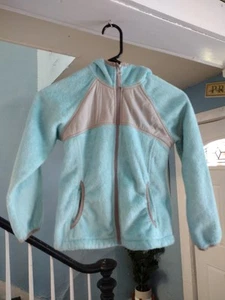 FREE COUNTRY ♡ GIRL'S BLUE & GRAY SOFT FLEECE  ZIP UP HOODED JACKET ♡ SIZE M 5/6 - Picture 1 of 3